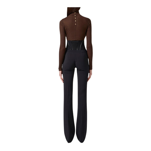 Pantalone Donna con ganci dorati e zip invisibile